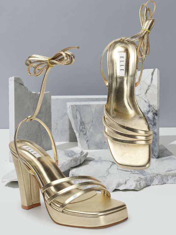 Gold gladiator block heels new arrivals