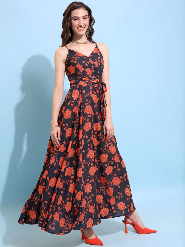 Black and sales orange dress