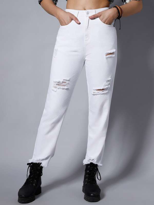 All white online cut up jeans