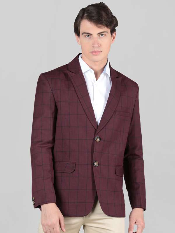 Maroon check blazer clearance