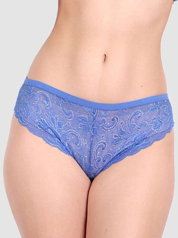 Plus Size Light Blue & Peach Sheer Lace Cheeky Underwear – Unique