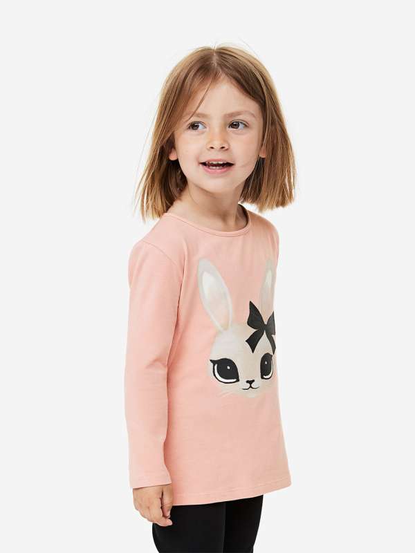 Printed Jersey Top - Light pink/cat - Kids