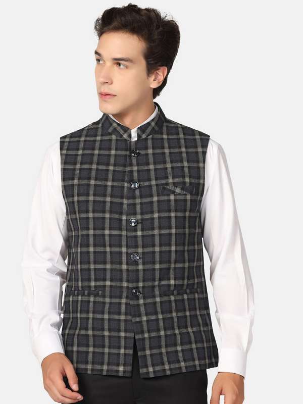 Nehru shop jacket check