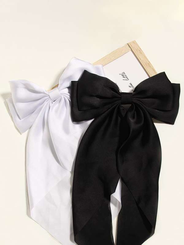 Stylish bright bow shape with long ribbons hair clip For little girl Pack  of 5