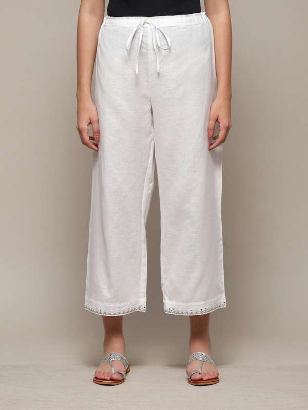 Buy White Trousers & Pants for Women by Go Colors Online | Ajio.com