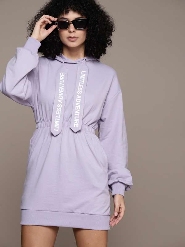 Embellished Long Sleeve Mini Hoodie Dress