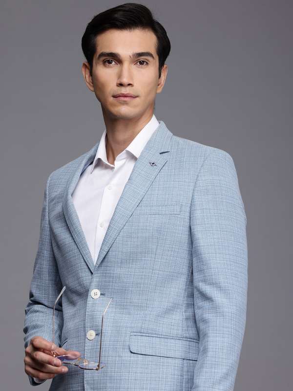 Raymond Blue Self Design Blazer Buy Raymond Blue Self Design Blazer online in India