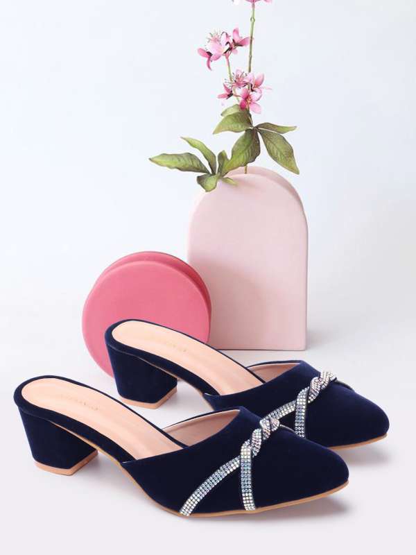 Navy mules heels outlet
