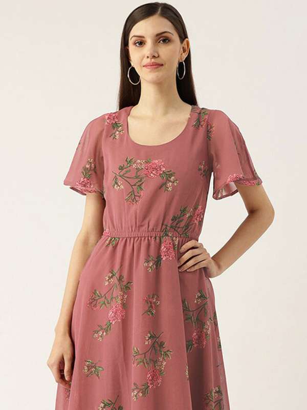 Buy DressBerry Women Pretty Pink Floral Bell Sleeves Dress - Dresses for  Women 2521064