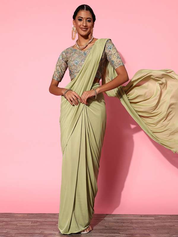 Bronze And Blue Shimmer Lycra Saree - Sarees Designer Collection