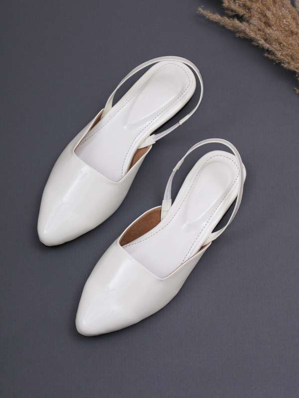 White flat hotsell slingback shoes