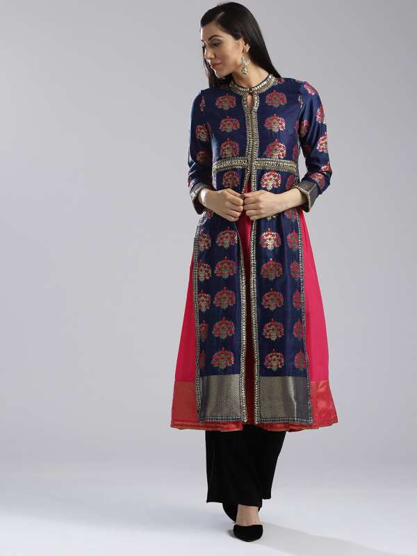myntra navy blue kurta