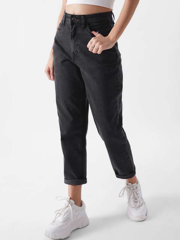 Black mom jeans women top