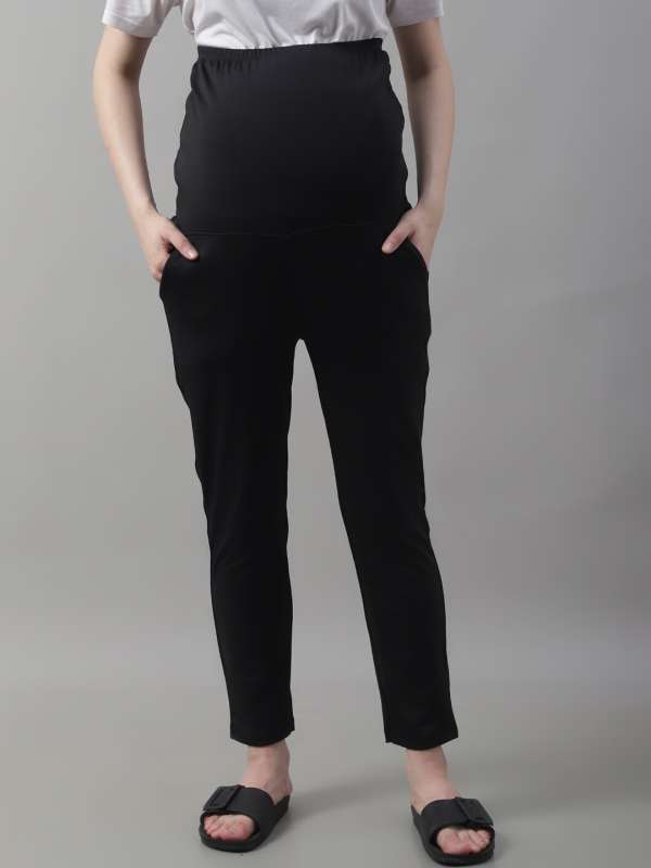 MijaCulture  Capri Maternity Cropped trousers pants short Perfect for  Summer 9045 M34 Black  Trousers shorts