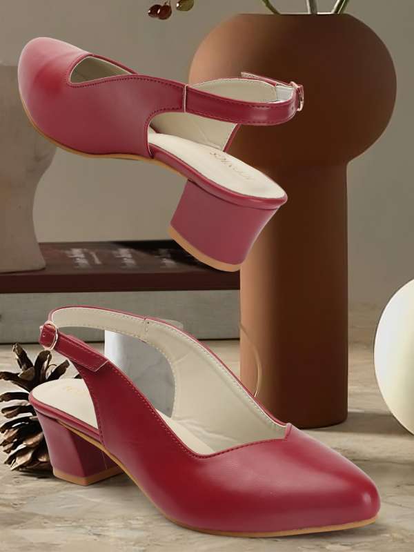 Red chunky sales heel pumps