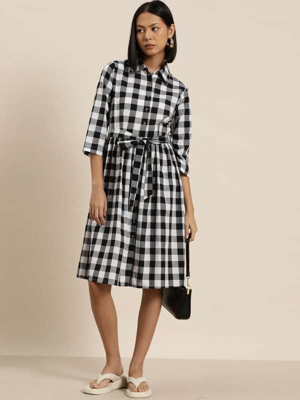 Black check 2025 shirt dress