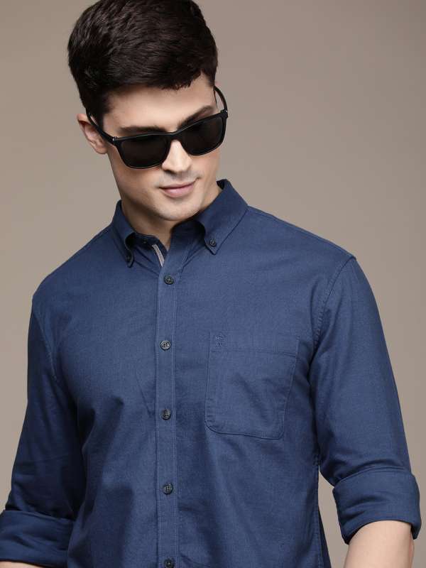 French Connection Blue Slim Fit Solid Casual Shirt 7230229.htm
