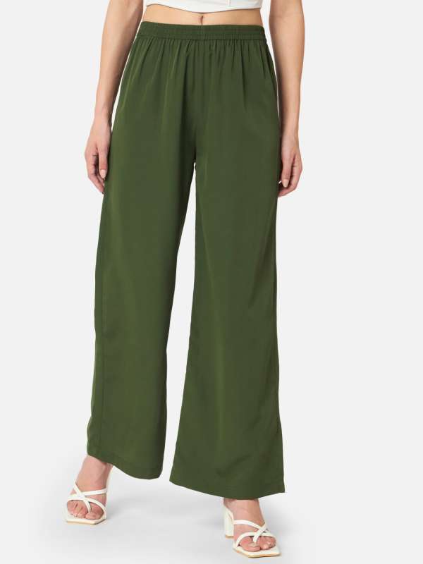 Olive green wide legged pants, Women's Fashion, Bottoms, Other Bottoms on  Carousell