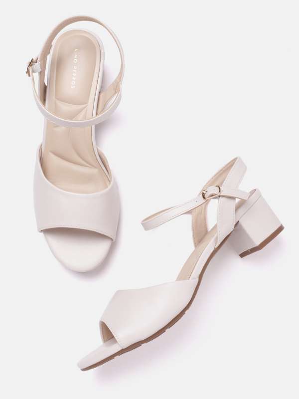 White strappy low heels on sale
