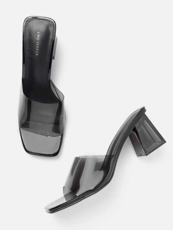 Black heels with clear plastic new arrivals