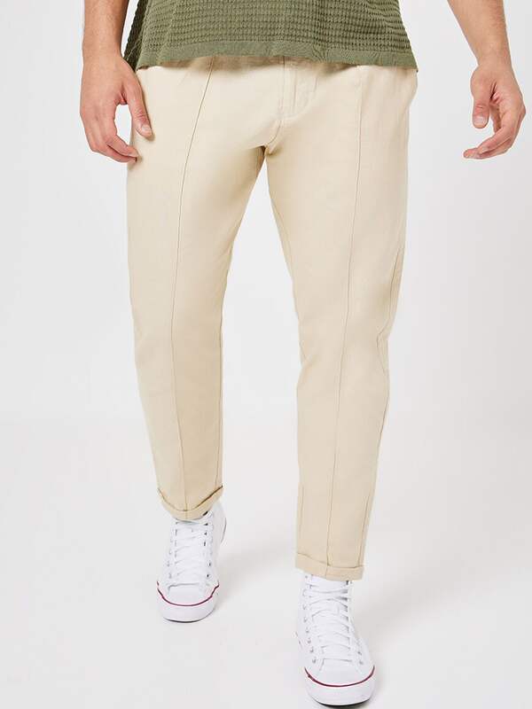 Buy Men Cream Solid Slim Fit Formal Trousers Online  660095  Peter England