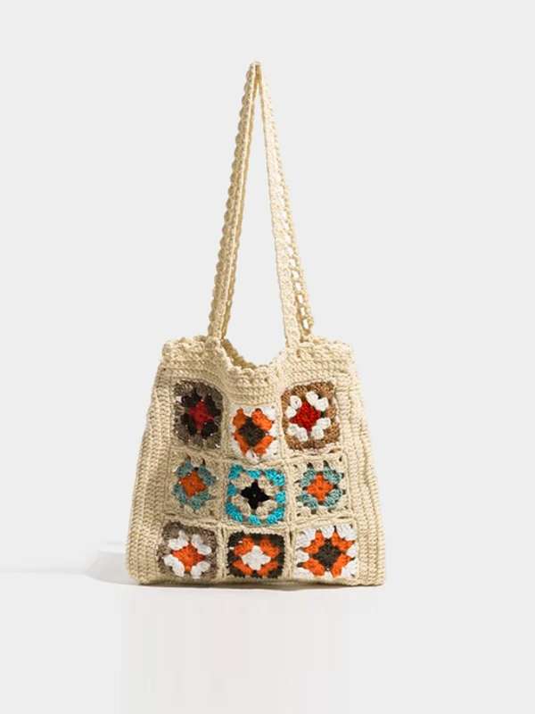Buy VEDI ARTISTRY Crochet Bag Granny Square Bag Shoulder Bag Cross Body  Bag Multi Color Bag Boho Bag BLACK at Amazonin