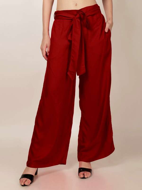 Spotted TieFront Palazzo Pants