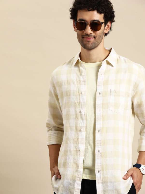 United colors of benetton top men's checkered casual shirt