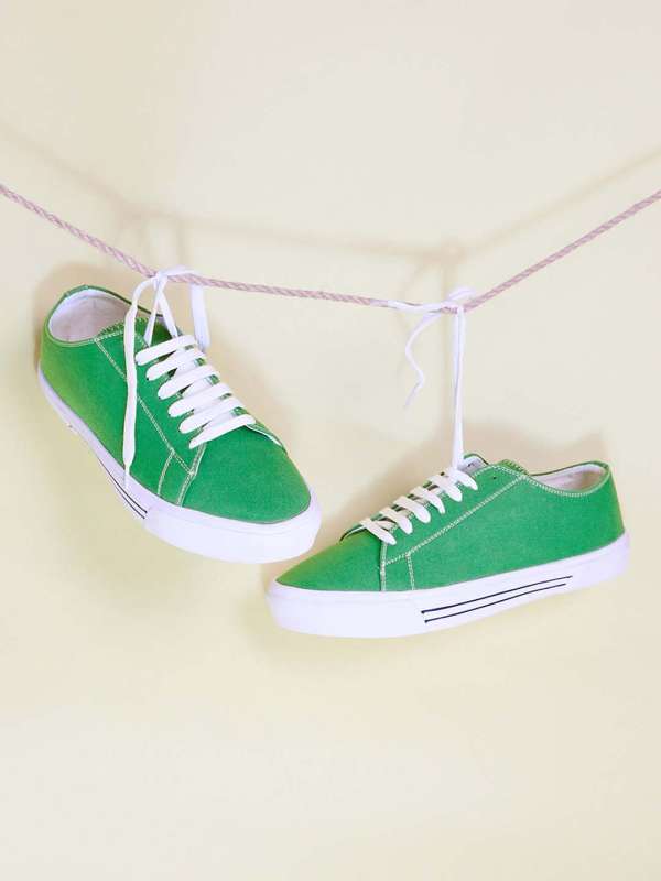 Green top canvas sneakers