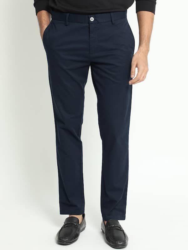 Navy Flat Front Chino Trousers  Mens Country Clothing  Cordings US