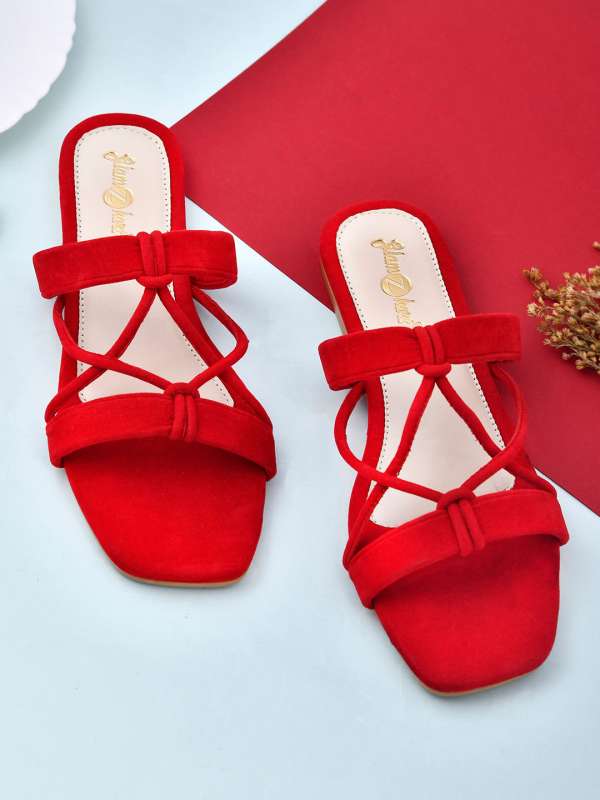 Women Velvet Rz Red Flats Sandal, Size: 6, 7, 8, 9 & 10 at Rs 180/pair in  Delhi