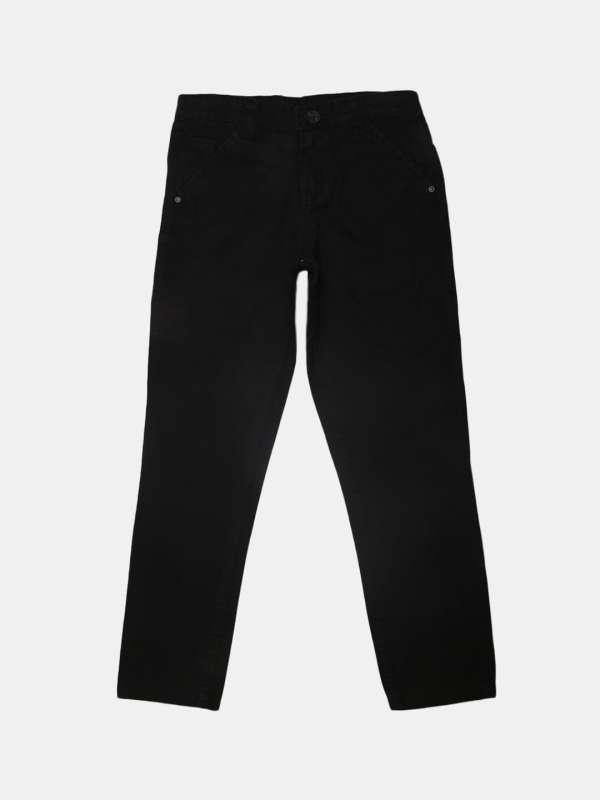 Boys Black Trousers Kids Zip amp Clip with Half Elastic Waist School  Uniform Pants  eBay
