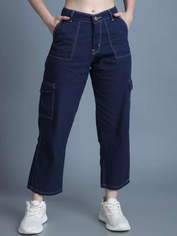 Women Light Blue Parallel Denim Trouser