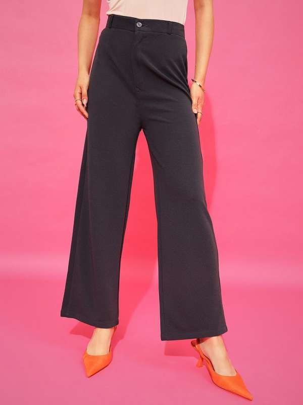 Buy Purple Feather Women Black Slim Fit Formal Trousers - Trousers for  Women 1852177