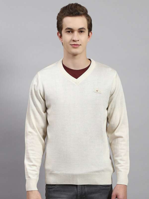 Cream v neck outlet sweater mens