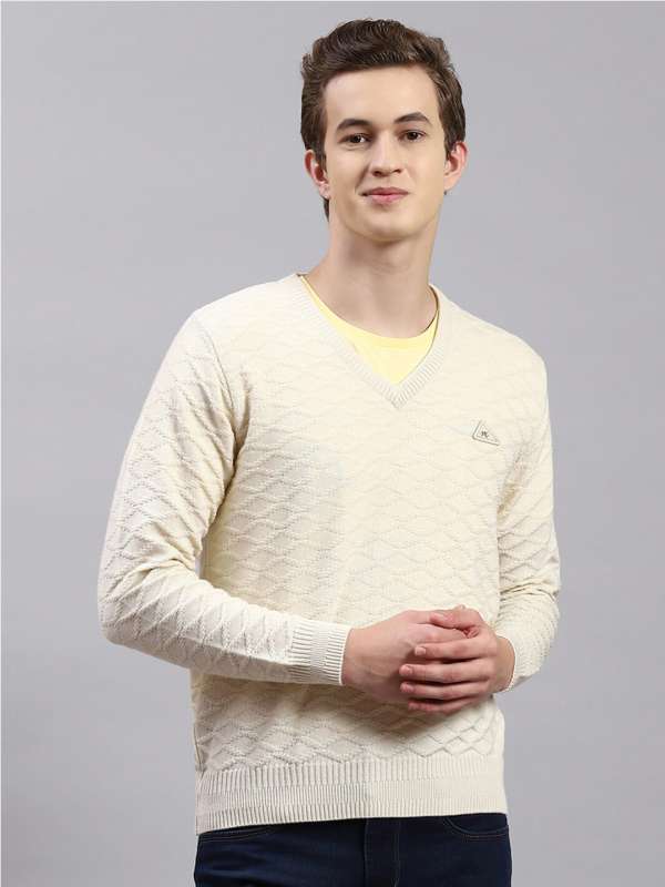 Mens off white v neck sale sweater