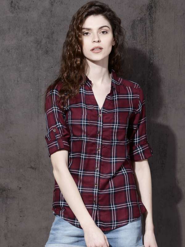 Roadster Shirts Khadi Women Maroon Casual Shirt Buy Roadster