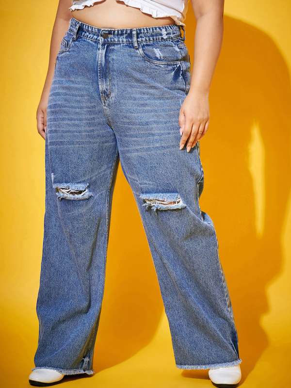 Buy Women Ice Blue Side Zipper Stretch Straight Jeans Online at Sassafras