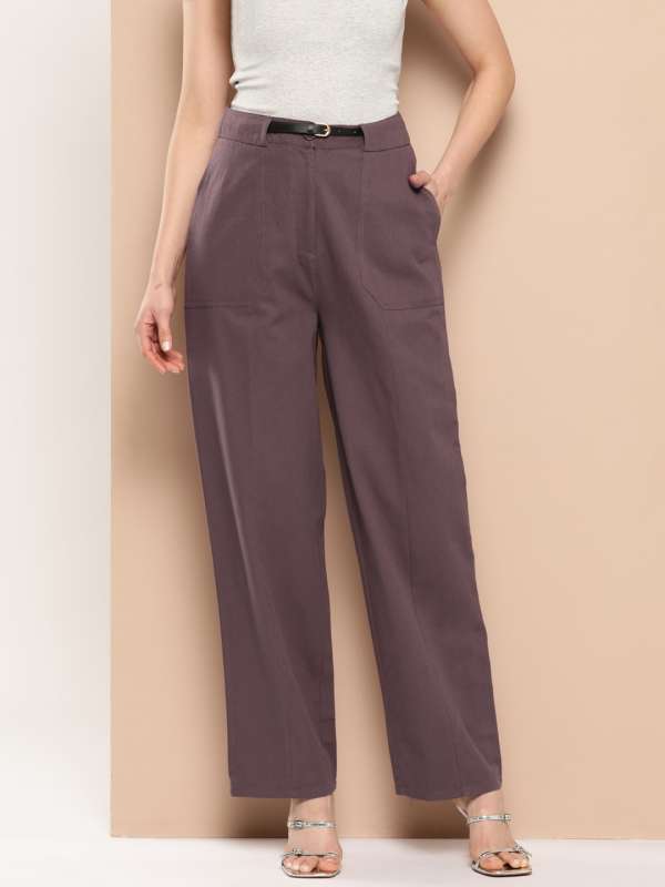 Buy Next One Women Relaxed Straight Leg Loose Fit High Rise Easy Wash  Formal Trousers - Trousers for Women 23367604