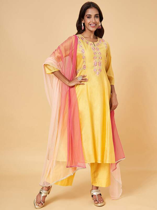 Yellow Dori Embroidery Kurtis Online Shopping for Women at Low Prices