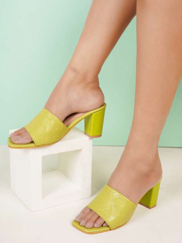 Neon yellow shop block heels