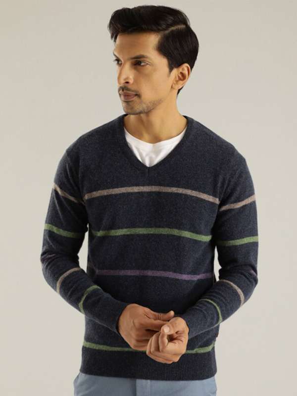 Pink and blue striped sweater top