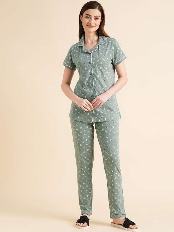 Buy Blue Melange Pyjamas & Shorts for Women by Sweet Dreams Online