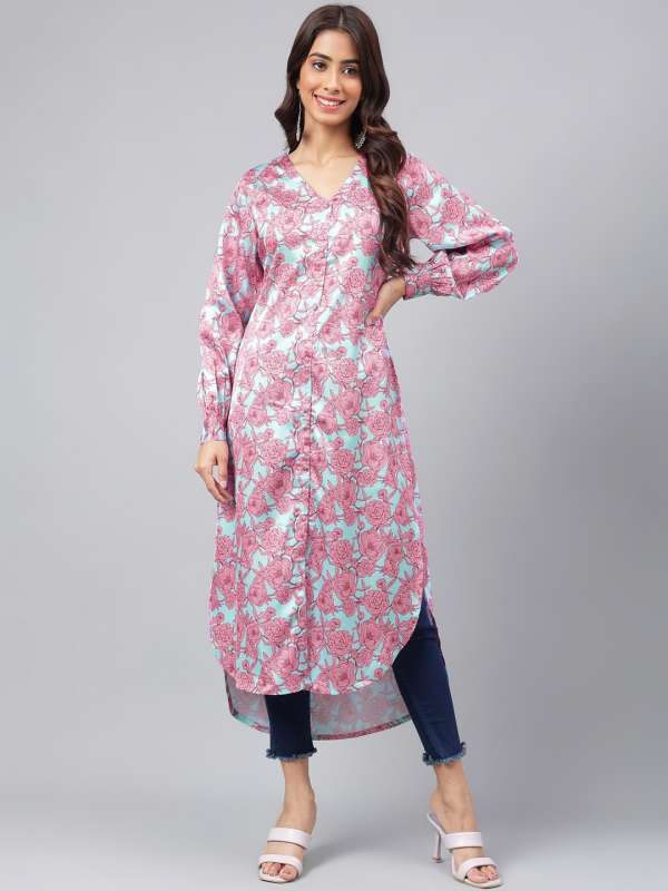 Satin silk kurtis online deals