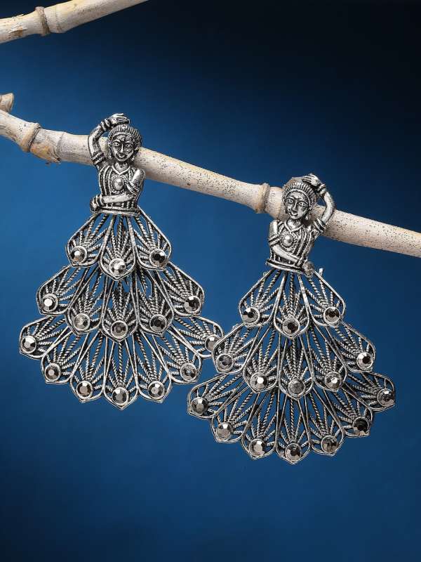 Buy Stylish Silver Earrings Online in IndiaAlpona EarringsQuirksmith