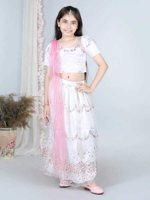 Net Wedding Wear Mirror Embroidered Girls Lehenga Choli In Light Pink