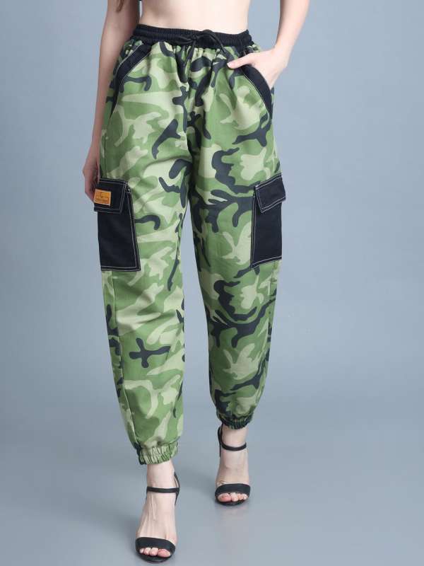 Buy Womens High Rise Skin Fit Camouflage Print Army Track Pant Joggers   Jeggings with Pocket 40  Light Green Online at Best Prices in India   JioMart