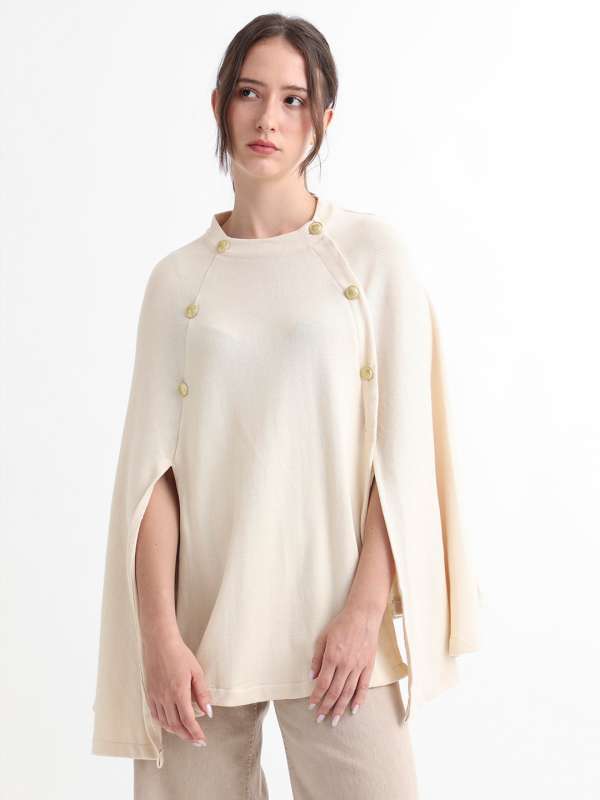 Women's cape store sweater with sleeves