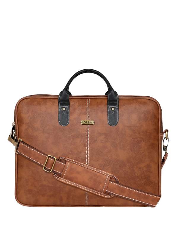 Tan leather 2025 laptop bag mens