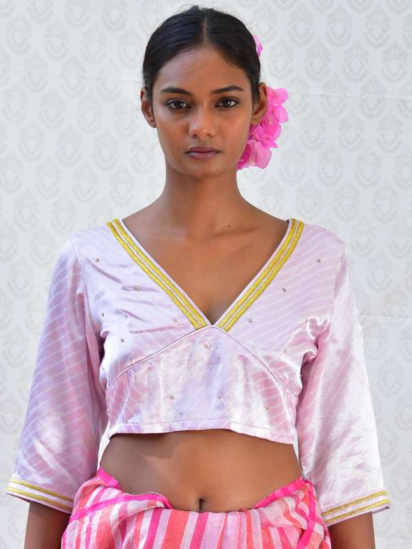 Pink colour best sale blouse design